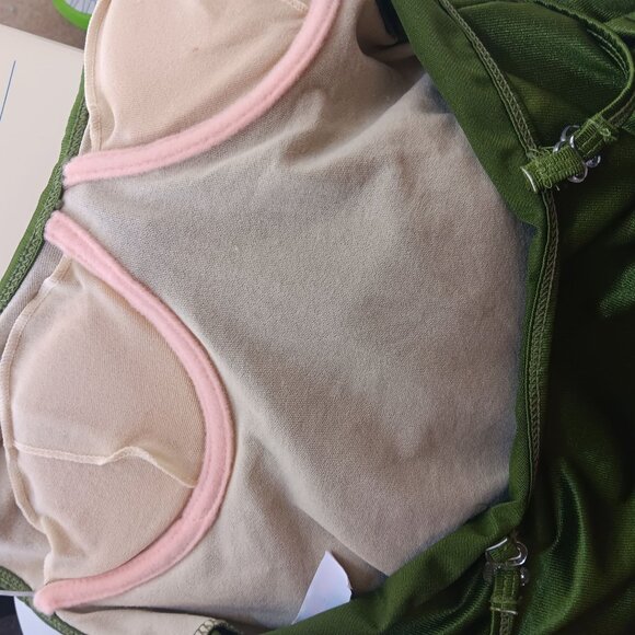 8 Avg Vtg Shape Fx Olive Green Shaping One-Piece Swimsuit Adjustable Straps Bra - Picture 6 of 7